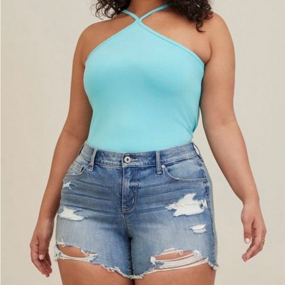 👗Torrid Aqua Blue Halter Tank Top - Picture 2 of 8